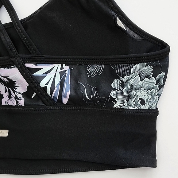 Athletic Works Dri-More Tech Black Floral Sports Bra Size Large - Picture 7 of 15
